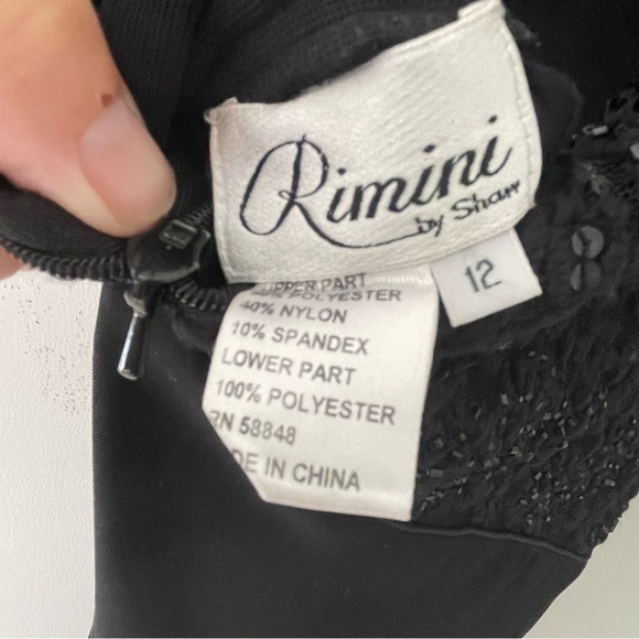 Vintage Rimini by Shaw Black Beaded Formal Dress Size 12 - Picture 7 of 7